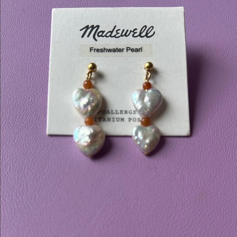 Madewell Gold and White Pearl Drop Earrings